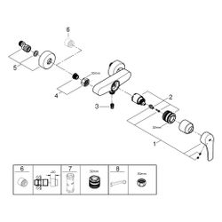 Grohe Eurosmart Einhand-Brausebatterie, Wandmontage, Temperaturbegrenzer, S-Anschlüsse,... GROHE-33555003 4005176613562 (Abb. 1)