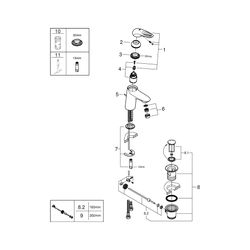 Grohe Eurostyle Einhand-Waschtischbatterie, S-Size, offener Metall-Hebelgriff, 1 1/4" Z... GROHE-33558003 4005176334139 (Abb. 1)