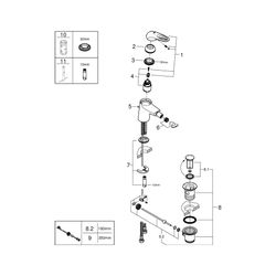Grohe Eurostyle Einhand-Bidetbatterie, 1-Loch-Montage, offener Metall-Hebelgriff, Zugst... GROHE-33565LS3 4005176334504 (Abb. 1)