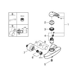 Grohe Einhand-Brausebatterie Eurostyle, Aufputz Wandmontage, offener Metall-Hebelgriff,... GROHE-33590003 4005176334306 (Abb. 1)