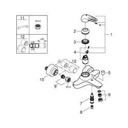 Grohe Eurostyle Einhand-Wannenbatterie, Wandmontage, offener Metall-Hebelgriff, Chrom, ... GROHE-33591003 4005176334351 (Abb. 1)
