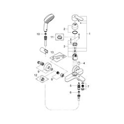 Grohe Eurostyle Cosmopolitan Einhand-Wannenbatterie, mit Wandhalterset, Chrom, 3359220A... GROHE-3359220A 4005176454288 (Abb. 1)