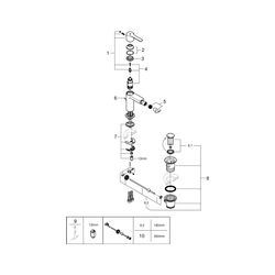 Grohe Einhand-Bidetbatterie Lineare, 1-Loch-Montage, Zugstangen-Ablaufgarnitur 1 1/4", ... GROHE-33848001 4005176409172 (Abb. 1)