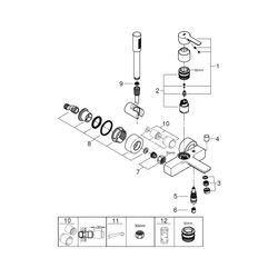 Grohe Lineare Einhand-Wannenbatterie, Wandmontage, mit Brausegarnitur, Temperaturbegren... GROHE-33850001 4005176409196 (Abb. 1)