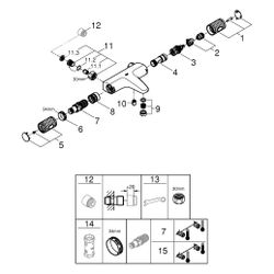 Grohe Grohtherm 1000 Performance Thermostat-Wannenbatterie, Wandmontage, eigensicher, o... GROHE-34831000 4005176698699 (Abb. 1)