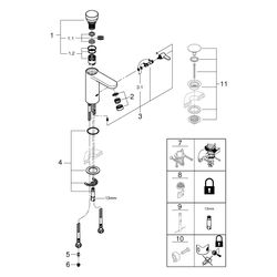 Grohe Eurosmart CT Selbstschluss-Waschtischbatterie, mit Mischung, Chrom, 36317000... GROHE-36317000 4005176896514 (Abb. 1)