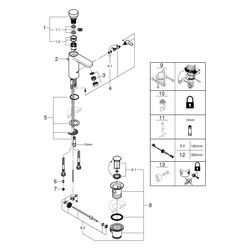 Grohe Eurosmart CT Selbstschluss-Waschtischbatterie, mit Mischung, 1 1/4" Zugstangen-Ga... GROHE-36318000 4005176896521 (Abb. 1)