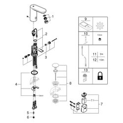 Grohe Infrarot-Elektronik für Waschtisch Eurosmart CE, M-Size, verdeckte Mischung, 6V L... GROHE-36330002 4005176695667 (Abb. 1)
