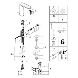 Grohe Infrarot-Elektronik für Waschtisch Eurosmart CE, L-Size, mit Mischung, 6V Lithium... GROHE-36422001 4005176695636 (Abb. 1)
