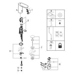 Grohe Infrarot-Elektronik für Waschtisch Eurosmart CE, M-Size, ohne Mischung, 6V Lithiu... GROHE-36439001 4005176695605 (Abb. 1)
