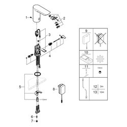 Grohe Infrarot-Elektronik für Waschtisch Bau Cosmopolitan E, mit Mischung, mit Steckert... GROHE-36453000 4005176473791 (Abb. 1)