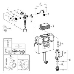 Grohe WC-Spülkasten, Wandeinbau, 6-9 Liter einstellbar, 1,00m Betätigung von vorn/oben,... GROHE-38579000 4005176807640 (Abb. 1)