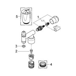 Grohe Original WAS Ventil Eckfix DN 10, Montage auf Eckventil, Achsmaß 60mm, Sicherungs... GROHE-41033000 4005176281969 (Abb. 1)