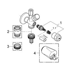 Grohe Original WAS Kombi-Eckventil, DN 10, Wandmontage, Kartuschen-Oberteil, Fettkammer... GROHE-41070000 4005176282164 (Abb. 1)