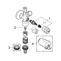 Grohe Original WAS Kombi-Eckventil, DN 15, Wandmontage, Kartuschen-Oberteil, Sicherungs... GROHE-41082000 4005176282249 (Abb. 1)