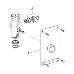 Grohe WC-Druckspüler Wandeinbau DN 20 Austauscharmatur Modell 66304200, Edelstahl-Abdec... GROHE-42902000 4005176167010 (Abb. 1)