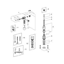 Grohe Austauschgarnitur für aufgesetzte Keramik-Spülkästen, mit Füllventil, Servo-Ablau... GROHE-43907PI0 4005176177545 (Abb. 1)