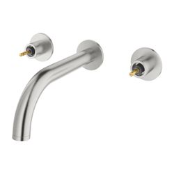 Grohe Atrio PC 3-Loch-Waschtisch-Wandbatterie Supersteel, Fertigset für Hebelgriffe, St... GROHE-20587DC0 4005176511974 (Abb. 1)