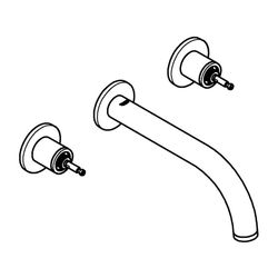 Grohe Atrio PC 3-Loch-Waschtisch-Wandbatterie Supersteel, Fertigset für Hebelgriffe, St... GROHE-20587DC0 4005176511974 (Abb. 1)