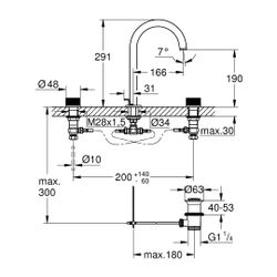 Grohe Atrio PC 3-Loch-Waschtischbatterie Warm Sunset Knopfbetätigung, Zugstangen-Garnit... GROHE-20595DA0 4005176511172 (Abb. 1)