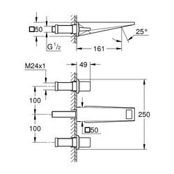 Grohe Allure Brilliant 3-Loch-Waschtisch-Wandbatterie Supersteel, Ausladung 161mm, Fert... GROHE-20628DC0 4005176760235 (Abb. 1)