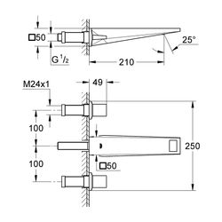 Grohe Allure Brilliant 3-Loch-Waschtisch-Wandbatterie Hard Graphite gebürstet, Ausladun... GROHE-20629AL0 4005176759611 (Abb. 1)