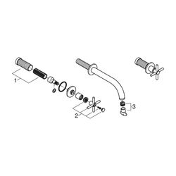 Grohe Atrio 3-Loch-Waschtischbatterie Chrom, Fertigmontageset, mit Kreuzgriffen, Wandmo... GROHE-20661000 4005176763090 (Abb. 1)