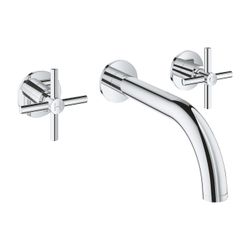 Grohe Atrio 3-Loch-Waschtischbatterie Chrom, Fertigmontageset, mit Kreuzgriffen, Wandmo... GROHE-20661000 4005176763090 (Abb. 1)