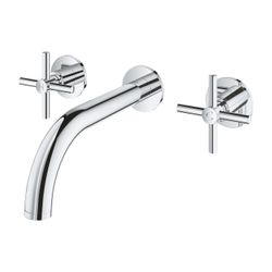 Grohe Atrio 3-Loch-Waschtischbatterie Chrom, Fertigmontageset, mit Kreuzgriffen, Wandmo... GROHE-20661000 4005176763090 (Abb. 1)