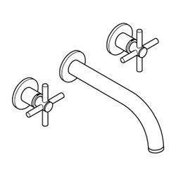 Grohe Atrio 3-Loch-Waschtischbatterie Chrom, Fertigmontageset, mit Kreuzgriffen, Wandmo... GROHE-20661000 4005176763090 (Abb. 1)