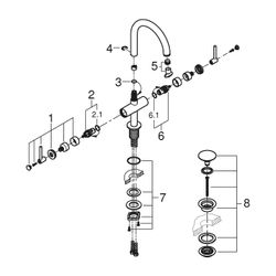 Grohe Atrio Waschtisch-Einlochbatterie, L-Size, mit Hebelgriffen, Push-open Ablaufgarni... GROHE-21145AL0 4005176763335 (Abb. 1)