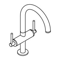 Grohe Atrio Waschtisch-Einlochbatterie, L-Size, mit Hebelgriffen, Push-open Ablaufgarni... GROHE-21145AL0 4005176763335 (Abb. 1)