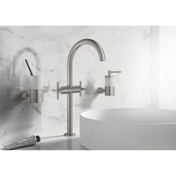 Grohe Atrio Waschtisch-Einlochbatterie 1/2" XL-Size, Supersteel, mit Kreuzgriff, für fr... GROHE-21149DC0 4005176761249 (Abb. 1)
