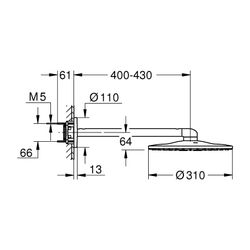 Grohe Rainshower SmartActive 310 Kopfbrauseset, Phantom Black, 2 Strahlarten, Brausearm... GROHE-22123KF0 4005176782572 (Abb. 1)