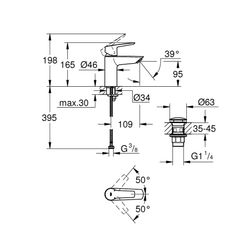 Grohe Start Einhand-Waschtischbatterie 23550002, 1/2", S-Size, mit QuickFix, Chrom, 235... GROHE-23550002 4005176624100 (Abb. 1)