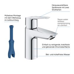 Grohe Start Einhand-Waschtischbatterie 23550002, 1/2", S-Size, mit QuickFix, Chrom, 235... GROHE-23550002 4005176624100 (Abb. 1)