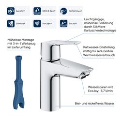 Grohe Start Einhand-Waschtischbatterie, 1/2", M-Size, Chrom, 23746002... GROHE-23746002 4005176624162 (Abb. 1)