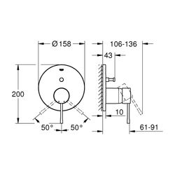 Grohe Essence 1-Loch-Einhand-Wannenbatterie Phantom Black, Professional Edition, Fertig... GROHE-24167KF1 4005176782343 (Abb. 1)