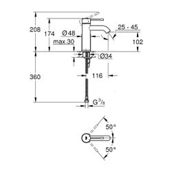 Grohe Essence Einhand-Waschtischbatterie, S-Size, glatter Körper, fester Auslauf, verst... GROHE-24172KF1 4005176782398 (Abb. 1)