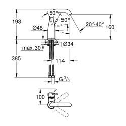 Grohe Essence 1-Loch-Einhand-Waschtischbatterie M-Size, Phantom Black, glatter Körper, ... GROHE-24176KF1 4005176782367 (Abb. 1)