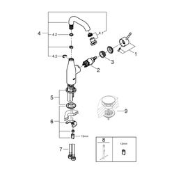 Grohe Essence 1-Loch-Einhand-Waschtischbatterie M-Size, Phantom Black, glatter Körper, ... GROHE-24176KF1 4005176782367 (Abb. 1)