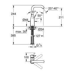 Grohe Essence 1-Loch-Einhand-Waschtischbatterie L-Size, Phantom Black, glatter Körper, ... GROHE-24177KF1 4005176782350 (Abb. 1)