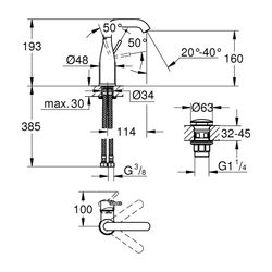 Grohe Essence 1-Loch-Einhand-Waschtischbatterie M-Size, Chrom, Push-Open-Garnitur, schw... GROHE-24181001 4005176698460 (Abb. 1)