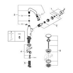 Grohe Essence 1-Loch-Einhand-Waschtischbatterie M-Size, Chrom, Push-Open-Garnitur, schw... GROHE-24181001 4005176698460 (Abb. 1)