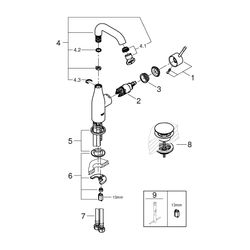 Grohe Essence 1-Loch-Einhand-Waschtischbatterie M-Size, Chrom, Push-Open-Garnitur, schw... GROHE-24181001 4005176698460 (Abb. 1)