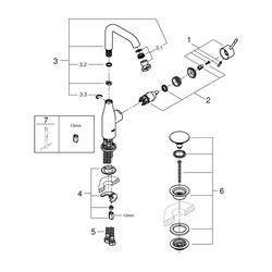 Grohe Essence 1-Loch-Einhand-Waschtischbatterie L-Size, Chrom, Push-Open-Garnitur, schw... GROHE-24182001 4005176698484 (Abb. 1)