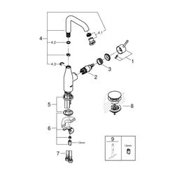 Grohe Essence 1-Loch-Einhand-Waschtischbatterie L-Size, Chrom, Push-Open-Garnitur, schw... GROHE-24182001 4005176698484 (Abb. 1)