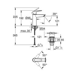 Grohe Start Einhand-Waschtischbatterie 1/2", M-Size, Chrom, 24204002... GROHE-24204002 4005176727924 (Abb. 1)