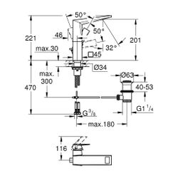 Grohe Allure Brilliant 1-Loch-Waschtischbatterie Einhand L-Size Supersteel, 1 1/4" Zugs... GROHE-24344DC0 4005176759758 (Abb. 1)