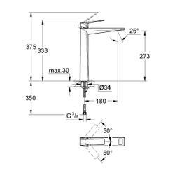 Grohe Allure Brilliant 1-Loch-Waschtischbatterie Einhand XL-Size Hard Graphite gebürste... GROHE-24346AL0 4005176759819 (Abb. 1)
